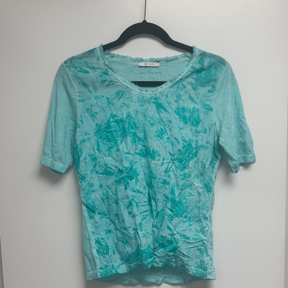 Teal tie-dye Short Sleeve Top